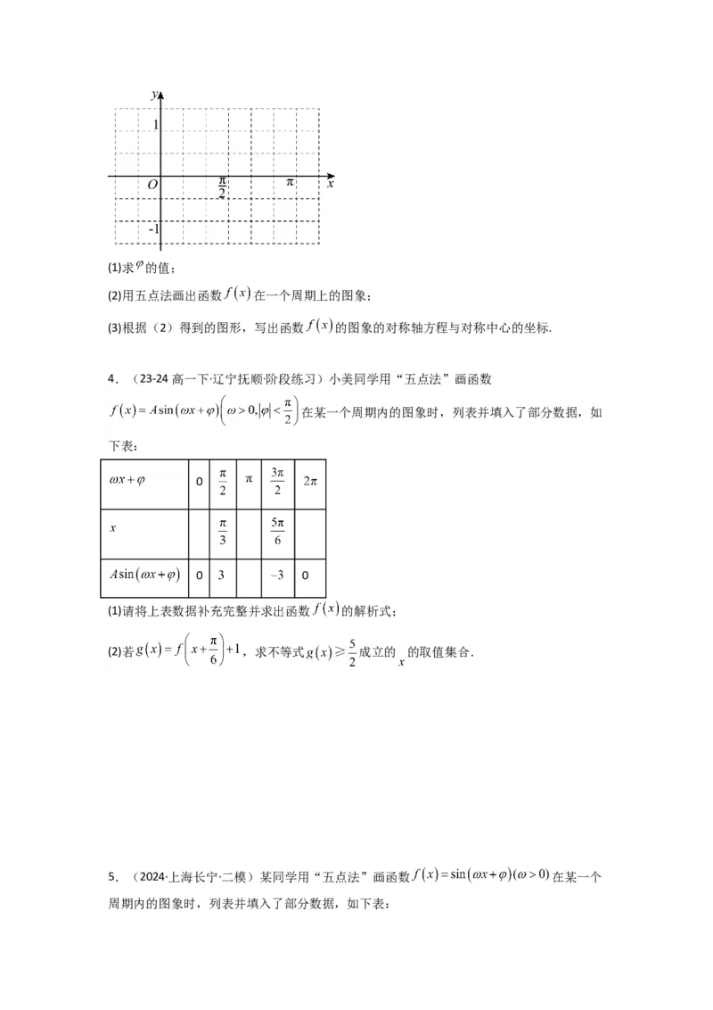 专题02三角函数的图象与性质（五点法作图）(典型题型归类训练)(原卷版）_2025年新高考资料_专项复习_解题思路训练2025年高考数学复习解答题提优秘籍（新高考专用）