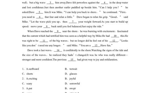 专题三　热考点　模拟练&mdash;&mdash;同源高考主题集训淘宝店：红太阳资料库_03高考英语_2025年新高考资料_二轮复习_2025年高考英语大二轮_学生用书Word版文档_学生用书_专题三　完形填空