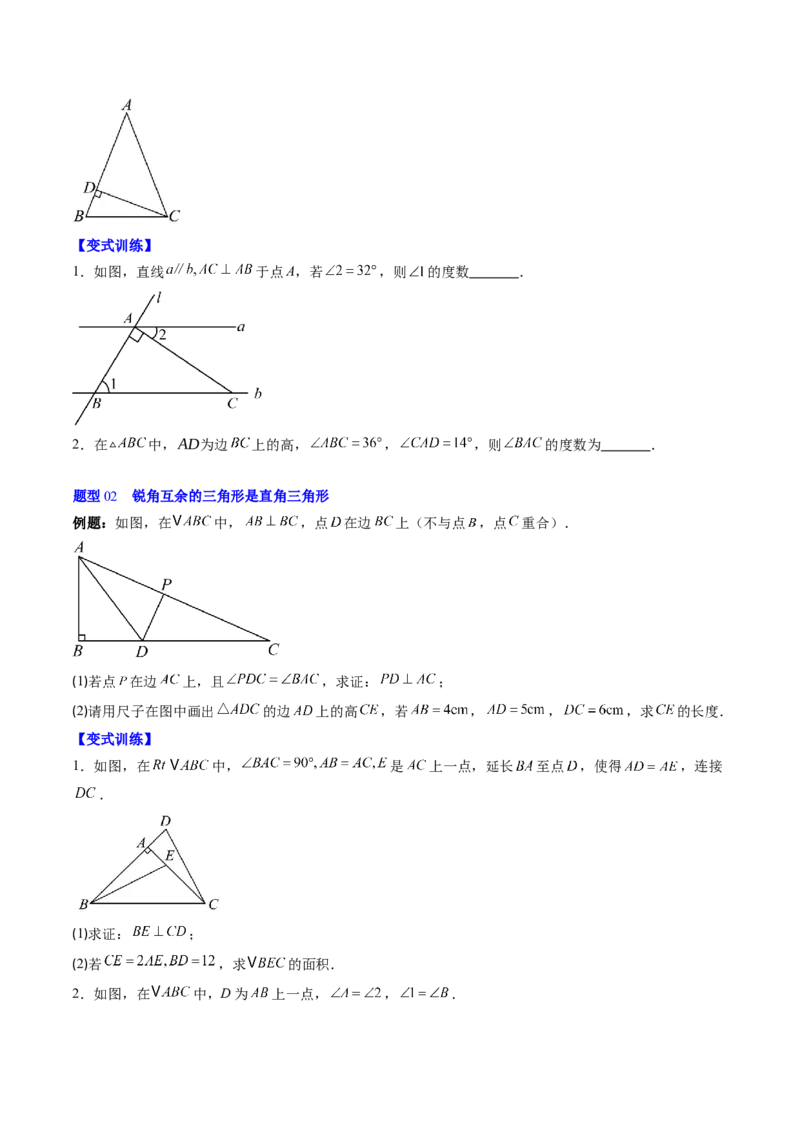 第一章第03讲直角三角形（3个知识点+8类热点题型讲练+习题巩固）（原卷版）_北师大初中数学_8下-北师大版初中数学_旧版-可参考_05习题试卷