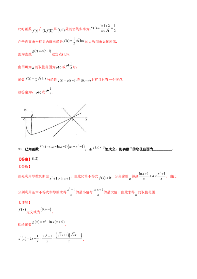 专题40导数压轴选择填空必刷100题(解析版)_02高考数学_新高考复习资料_2022年新高考资料_千题百练2022高考数学