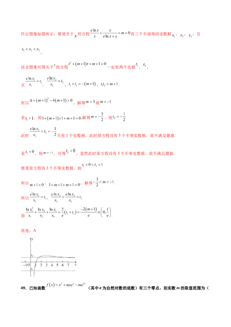 专题40导数压轴选择填空必刷100题(解析版)_02高考数学_新高考复习资料_2022年新高考资料_千题百练2022高考数学