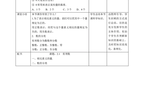 核心素养目标2.1有理数教案_北师大初中数学_7上-北师大版初中数学_7上-初中数学北师大（旧版）赠送_01课件+教案核心素养目标_教案