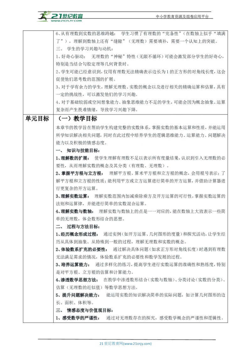 北师大版（2024）八年级数学上册第二章《实数》大单元教学设计_北师大初中数学_8上-北师大版初中数学_初中数学北师大8上-2025秋季新版_第二套推荐25_03课件+教案+学案（大单元）齐全