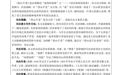 20青山不老优质版教案_25秋1-6年级语文上册课件教案_25秋统编版语文六年级上册_统编版语文六年级上册教学资源包（25秋七彩课堂）_6.第六单元_20青山不老_教案