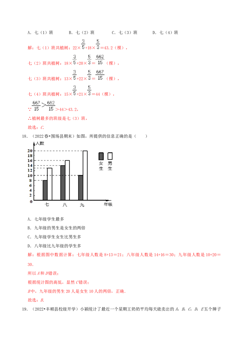 第6章《数据的分析》（解析版）_北师大初中数学_8上-北师大版初中数学_旧版_06专项讲练_培优方案2022-2023学年八年级数学上册章节重点复习考点讲义（北师大版）