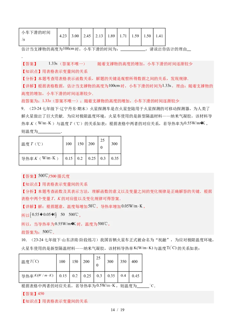 第6章第01讲用表格表示变量之间的关系（3个知识点+3类热点题型讲练+习题巩固）（解析版）_北师大初中数学_7下-北师大版初中数学_7下-初中数学北师大版（2025春季新版）持续更新