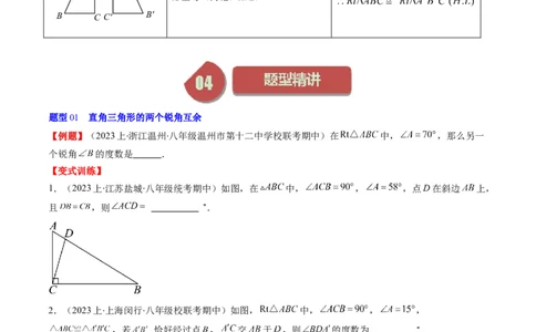 第一章第03讲直角三角形(7类热点题型讲练)（原卷版）_北师大初中数学_8下-北师大版初中数学_旧版-可参考_05习题试卷_帮课堂2023-2024学年八年级数学下册同步学与练（北师大版）