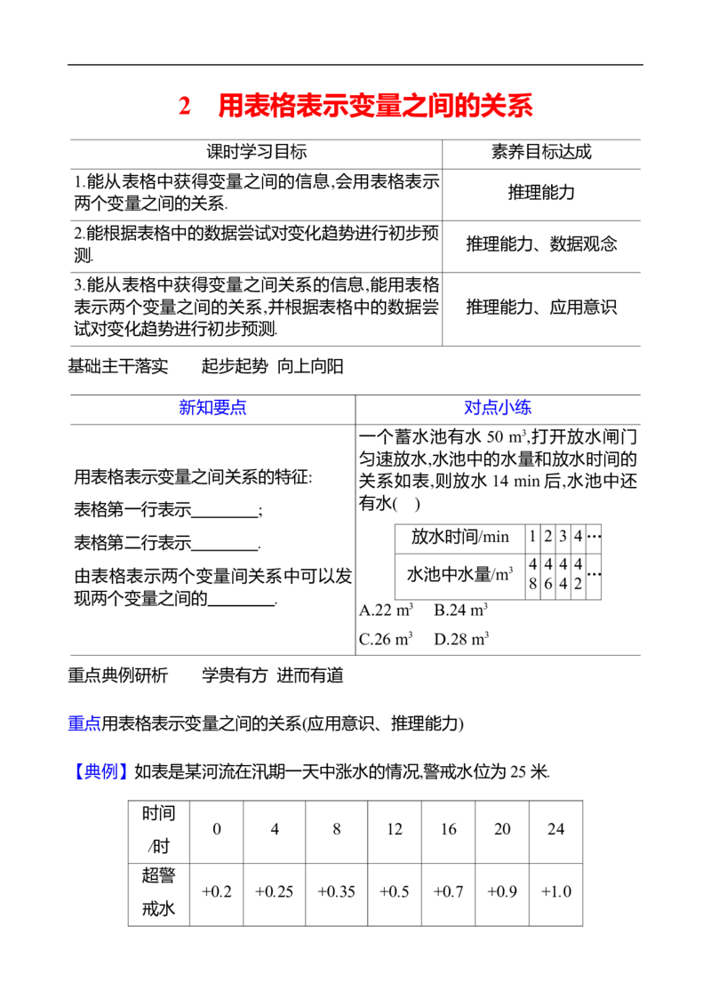 第六章　2　用表格表示变量之间的关系-学生版_北师大初中数学_7下-北师大版初中数学_7下-初中数学北师大版（2025春季新版）持续更新_3导学案（齐全）
