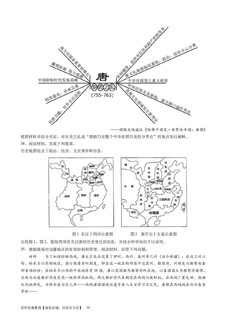 主题02三国两晋南北朝的民族交融与隋唐统一多民族封建国家的发展（主观题专练50题）（原卷版）_07高考历史_新高考复习资料_2024年新高考复习资料_一轮复习资料_中国古代史板块