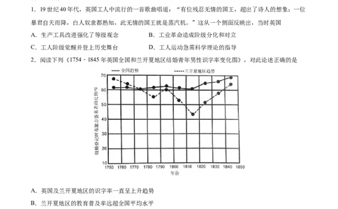 专题突破卷15工业革命与马克思主义的诞生（原卷版）_07高考历史_新高考复习资料_2024年新高考复习资料_一轮复习资料_完2024年高考历史一轮复习考点通关卷（新高考通用）
