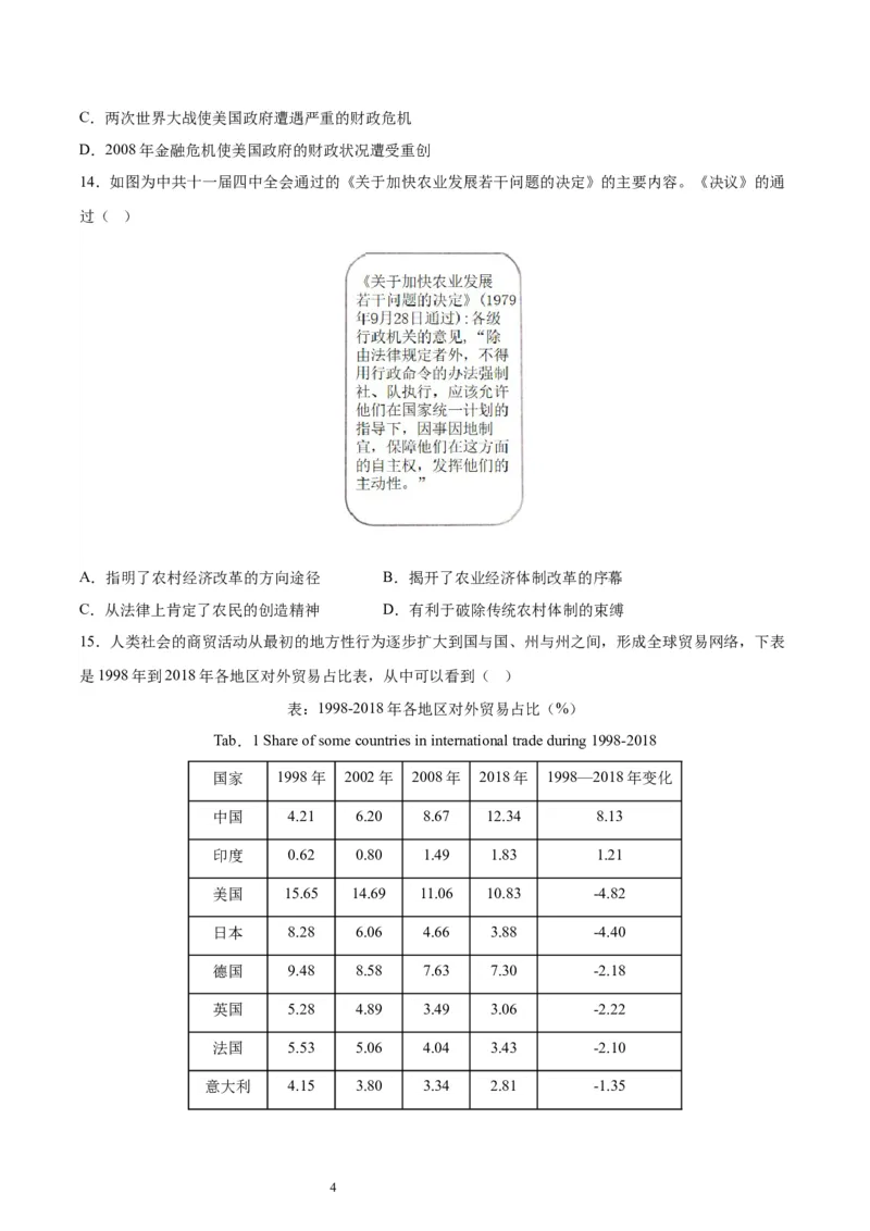 专题突破卷28商业贸易与日常生活（原卷版）_07高考历史_新高考复习资料_2024年新高考复习资料_一轮复习资料_完2024年高考历史一轮复习考点通关卷（新高考通用）_专题突破卷