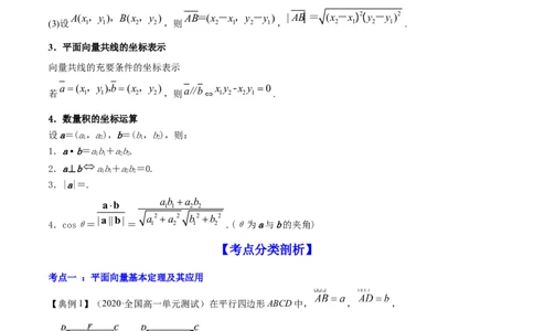 专题6.2平面向量的基本定理及坐标表示2022年高考数学一轮复习讲练测（新教材新高考）（讲）原卷版_02高考数学_新高考复习资料_2022年新高考资料