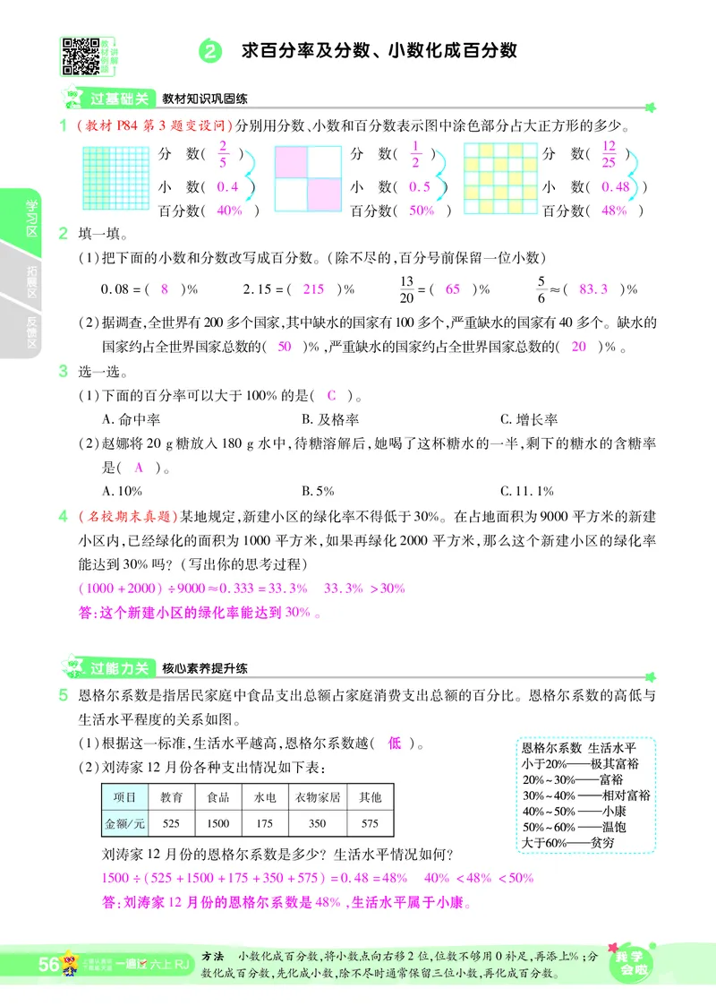 2025秋一遍过数学RJ6上教师用书（答案版）_25秋小学语数英1-6年级上册《一遍过》合集_25秋人教版数学《一遍过》1-6年级上_六年级上册