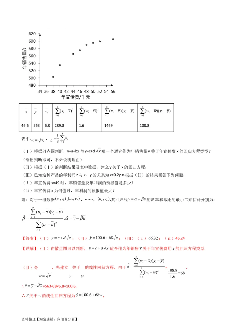 专题42重点专训统计大题专项训练（文科）（教师版）_02高考数学_通用版（老高考）复习资料_2024年复习资料_完备战2024年高考数学一轮复习考点帮（全国通用）