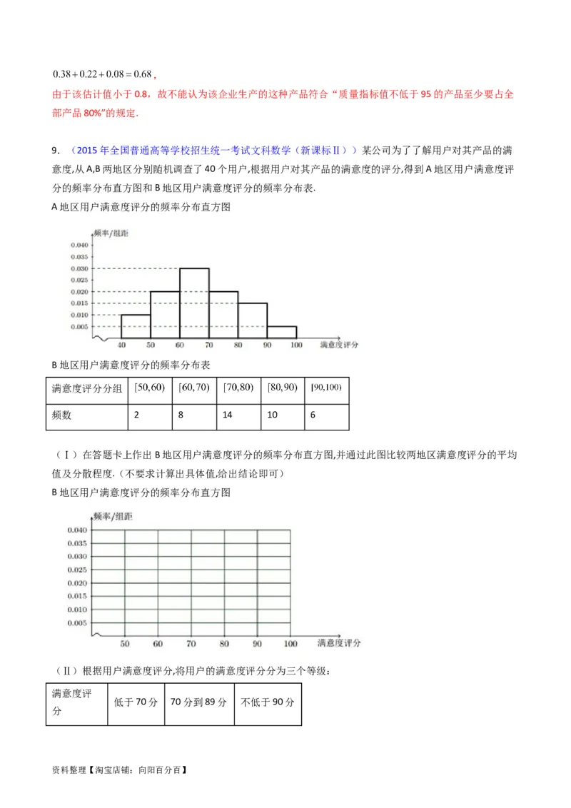 专题42重点专训统计大题专项训练（文科）（教师版）_02高考数学_通用版（老高考）复习资料_2024年复习资料_完备战2024年高考数学一轮复习考点帮（全国通用）