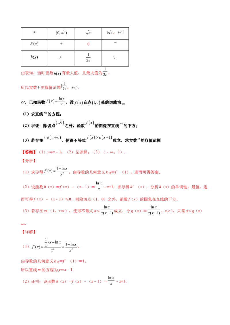 专题37导数证明恒成立问题大题必刷100题(解析版)_02高考数学_新高考复习资料_2022年新高考资料_千题百练2022高考数学