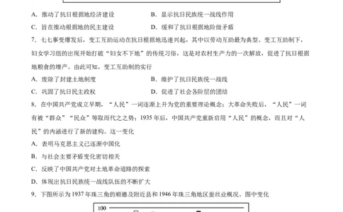 专题突破卷08抗日战争与解放战争（原卷版）_07高考历史_新高考复习资料_2024年新高考复习资料_一轮复习资料_完2024年高考历史一轮复习考点通关卷（新高考通用）_专题突破卷