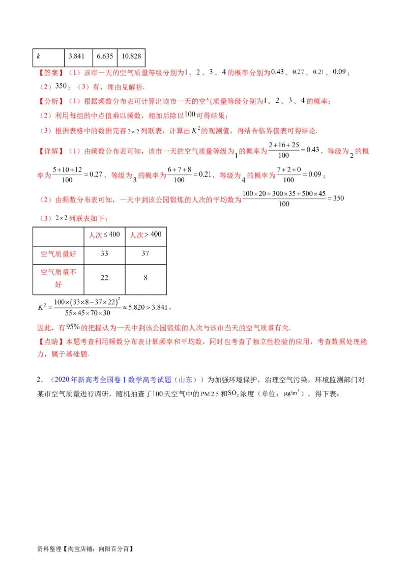 专题41统计与统计案例（文理通用）（教师版）_02高考数学_通用版（老高考）复习资料_2024年复习资料_完备战2024年高考数学一轮复习考点帮（全国通用）_核心考点讲练