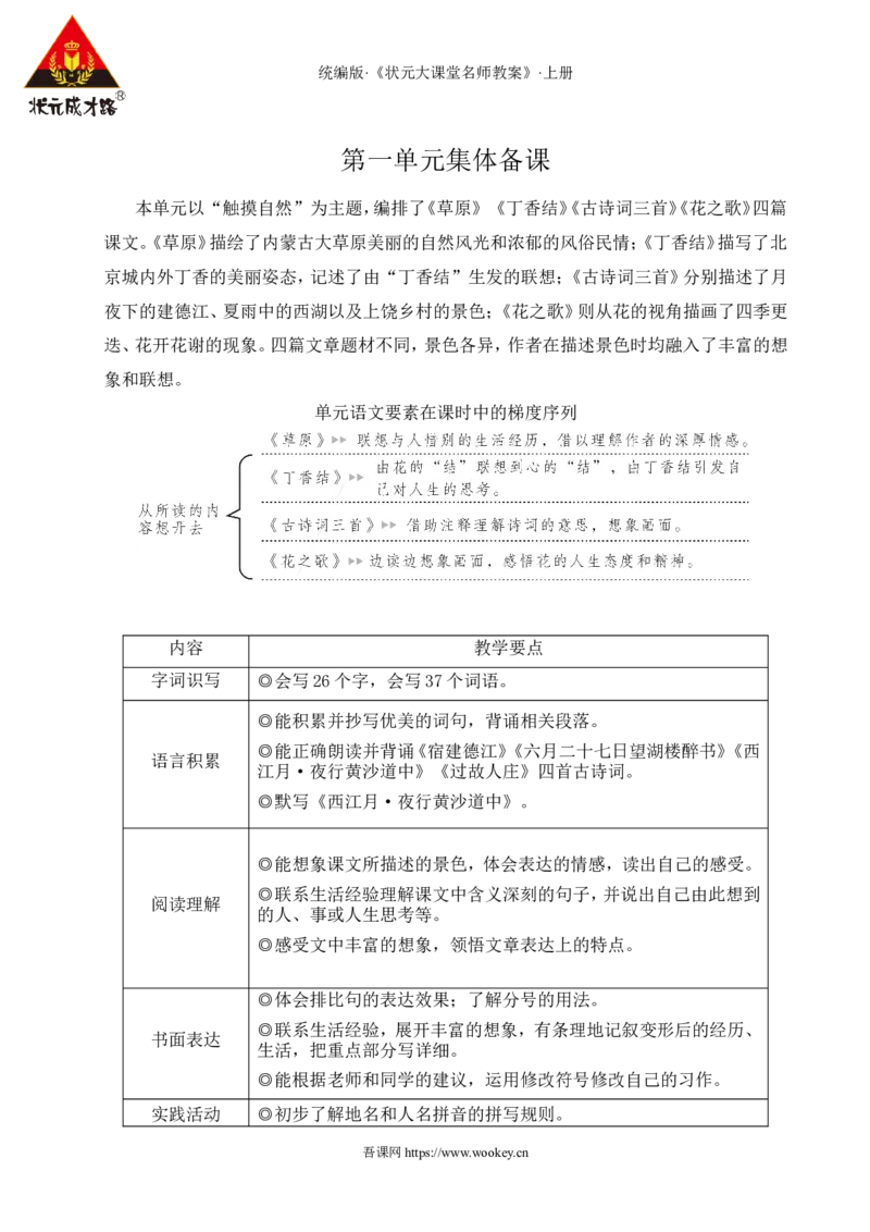 1草原教案_25秋1-6年级语文上册课件教案_25秋统编版语文六年级上册_统编版语文六年级上册教学资源包（25秋状元大课堂）_4-《状元大课堂》六年级语文上册_六年级语文上册_教案