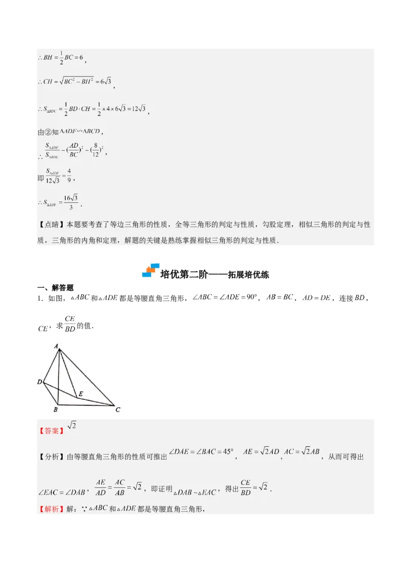 第28课相似三角形（解答题）（解析版）_北师大初中数学_9上-北师大版初中数学_05习题试卷_1课时练习_同步练习（第2套）
