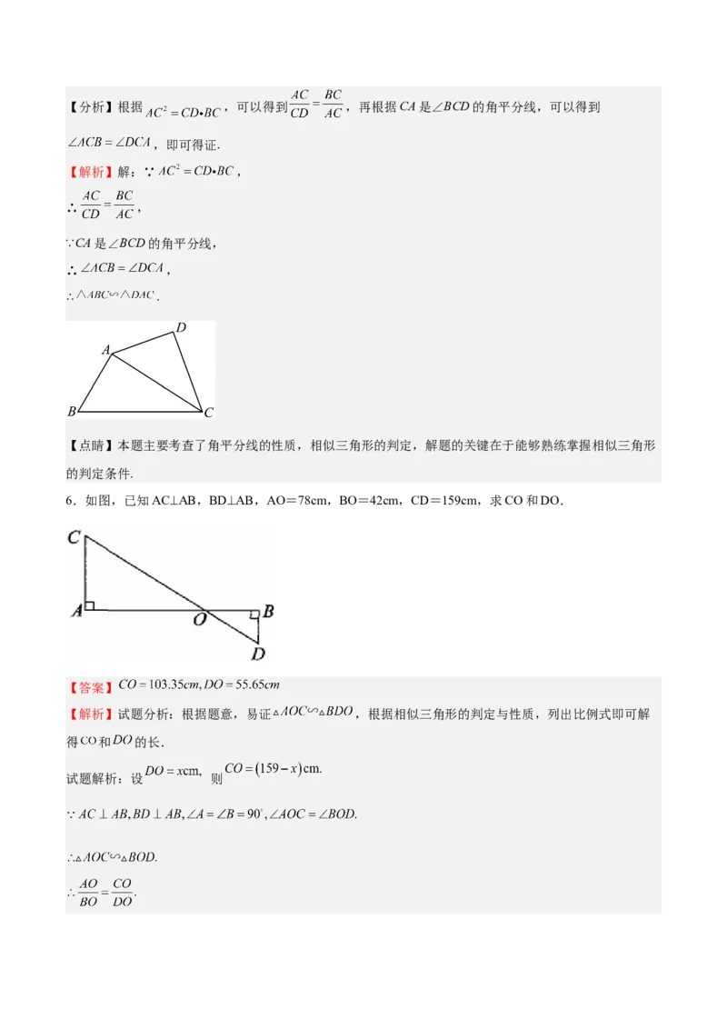 第28课相似三角形（解答题）（解析版）_北师大初中数学_9上-北师大版初中数学_05习题试卷_1课时练习_同步练习（第2套）