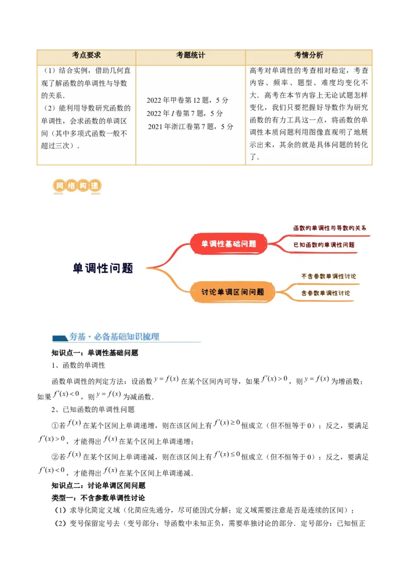 第02讲单调性问题（讲义）（解析版）_2024年新高考资料_1.2024一轮复习_2024年高考数学一轮复习讲练测（新教材新高考）_第三章一元函数的导数及其应用