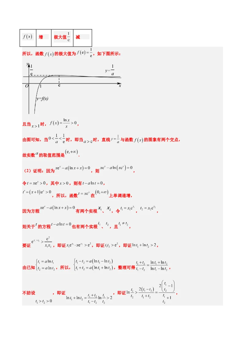 素养拓展09导数中的极值点偏移问题（精讲+精练）一轮复习讲义2024年高考数学高频考点题型归纳与方法总结（新高考通用）解析版_2024年新高考资料_1.2024一轮复习