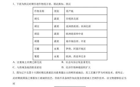 专题突破卷35商路、贸易与文化交流（原卷版）_07高考历史_新高考复习资料_2024年新高考复习资料_一轮复习资料_完2024年高考历史一轮复习考点通关卷（新高考通用）_专题突破卷