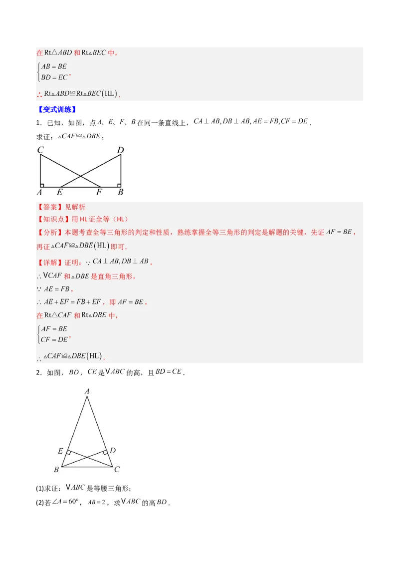第一章第03讲直角三角形（3个知识点+8类热点题型讲练+习题巩固）（解析版）_北师大初中数学_8下-北师大版初中数学_旧版-可参考_05习题试卷