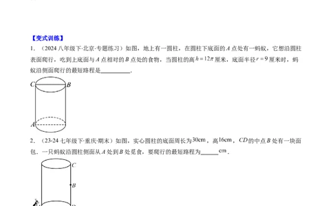 第04讲解题技巧专题：利用勾股定理求最短路径问题(4类热点题型讲练)（原卷版）_北师大初中数学_8上-北师大版初中数学_旧版_05习题试卷