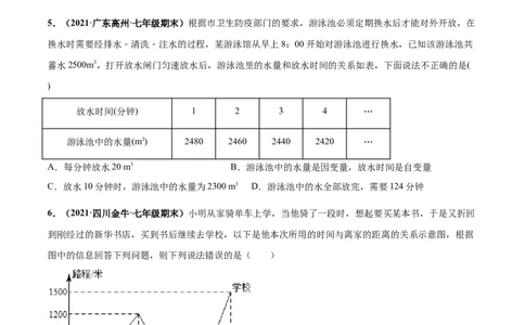 第三章变量之间的关系章末检测卷-（原卷版）_北师大初中数学_7下-北师大版初中数学_7下-初中数学北师大版（旧版）赠送_05习题试卷_2单元试卷_单元测试（第4套）