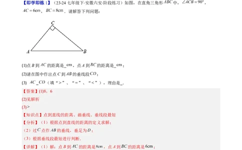 第2章第02讲垂线与点到直线的距离（2个知识点+6类热点题型讲练+习题巩固）（解析版）_北师大初中数学_7下-北师大版初中数学_7下-初中数学北师大版（2025春季新版）持续更新_4.专项讲练