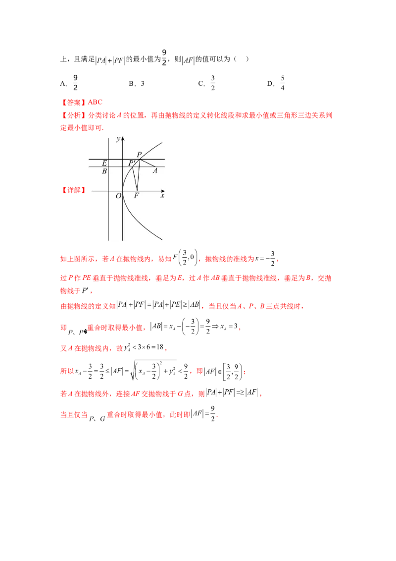 专题9.5抛物线（解析版）_02高考数学_新高考复习资料_2024年新高考资料_一轮复习资料_完备战2024年新高考数学一轮复习题型突破精练（新高考）_专题9.5+抛物线
