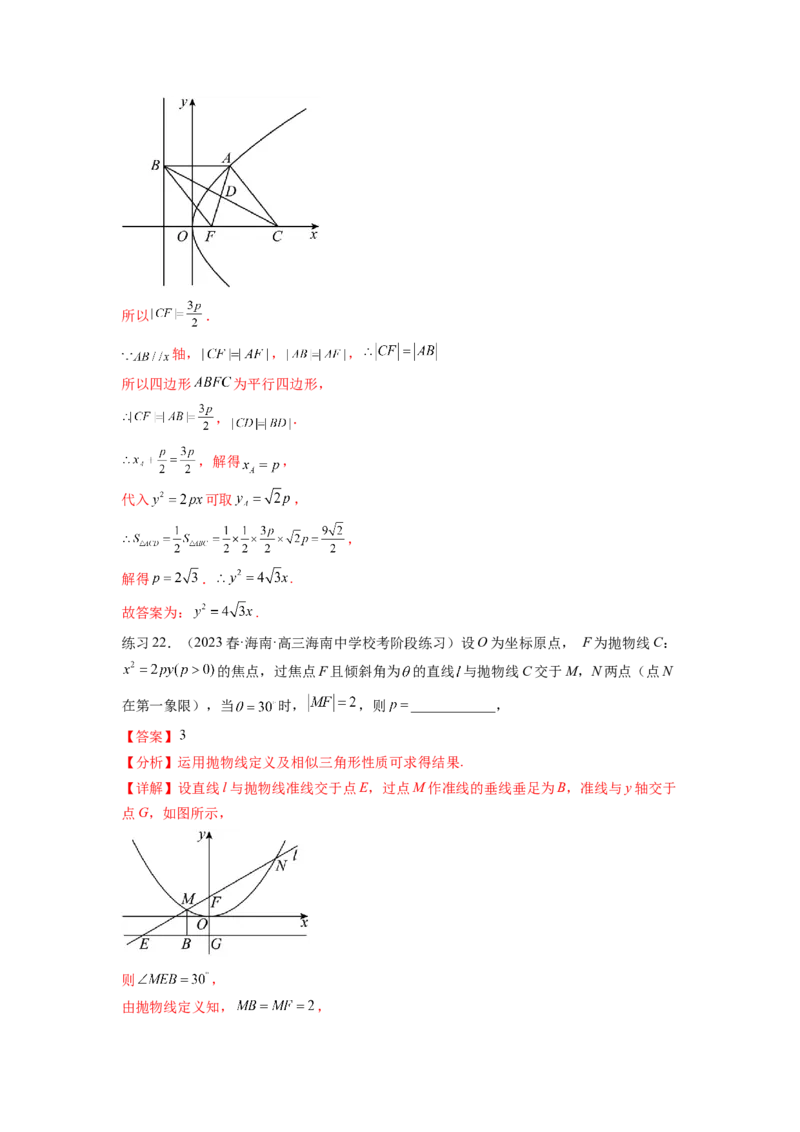 专题9.5抛物线（解析版）_02高考数学_新高考复习资料_2024年新高考资料_一轮复习资料_完备战2024年新高考数学一轮复习题型突破精练（新高考）_专题9.5+抛物线