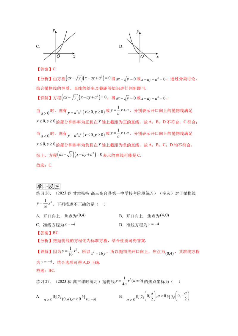 专题9.5抛物线（解析版）_02高考数学_新高考复习资料_2024年新高考资料_一轮复习资料_完备战2024年新高考数学一轮复习题型突破精练（新高考）_专题9.5+抛物线