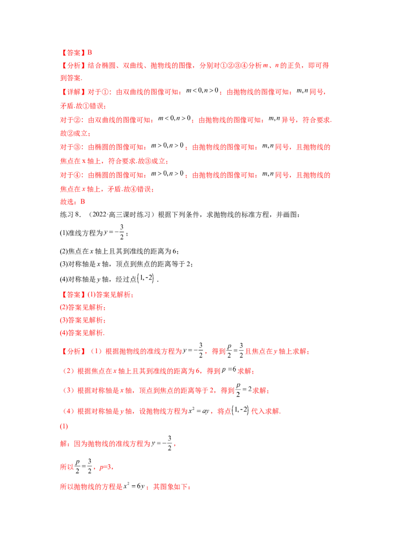 专题9.5抛物线（解析版）_02高考数学_新高考复习资料_2024年新高考资料_一轮复习资料_完备战2024年新高考数学一轮复习题型突破精练（新高考）_专题9.5+抛物线