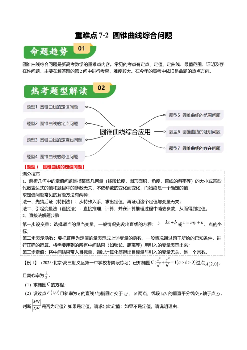 重难点7-2圆锥曲线综合应用（7题型+满分技巧+限时检测）（解析版）_2024年新高考资料_3.2024专项复习_2024年高考数学热点&middot;重点&middot;难点专练（新高考专用）