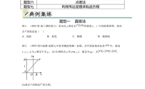 专题9.7求轨迹方程（原卷版）_02高考数学_新高考复习资料_2024年新高考资料_一轮复习资料_完备战2024年新高考数学一轮复习题型突破精练（新高考）_专题9.7+求轨迹方程