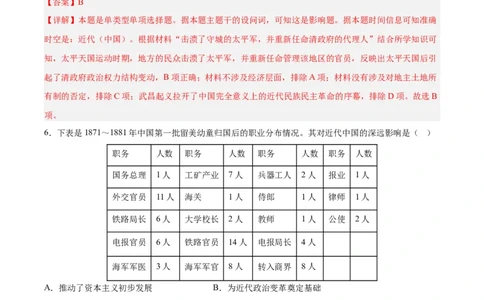 专题突破卷05晚清内忧外患与救亡图存(解析版)_07高考历史_新高考复习资料_2024年新高考复习资料_一轮复习资料_完2024年高考历史一轮复习考点通关卷（新高考通用）_专题突破卷