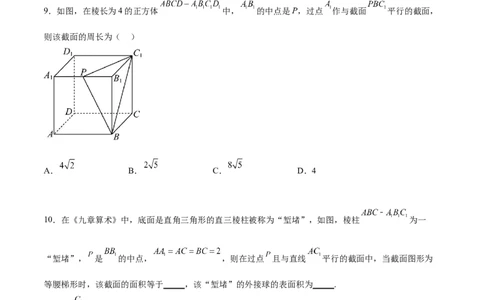 专题突破卷20立体几何的截面问题（原卷版）_02高考数学_新高考复习资料_2024年新高考资料_一轮复习资料_完2024年高考数学一轮复习考点通关卷（新高考）_专题突破卷