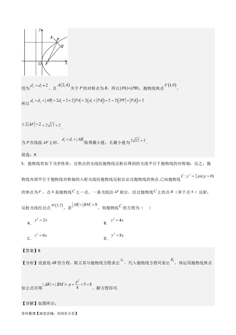 专题9.4抛物线的定义与性质(解析版)_02高考数学_新高考复习资料_2024年新高考资料_一轮复习资料_2024年高考数学一轮复习《考点&bull;题型&bull;技巧》精讲与精练高分突破系列（新高考专用）