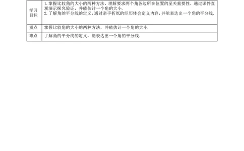 核心素养目标4.4角的比较教学设计_北师大初中数学_7上-北师大版初中数学_7上-初中数学北师大（旧版）赠送_01课件+教案核心素养目标_教案