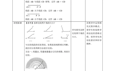 核心素养目标4.4角的比较教学设计_北师大初中数学_7上-北师大版初中数学_7上-初中数学北师大（旧版）赠送_01课件+教案核心素养目标_教案