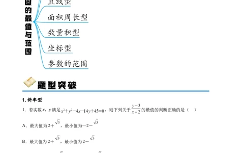 专题突破卷22求圆的最值与范围（原卷版）_02高考数学_新高考复习资料_2024年新高考资料_一轮复习资料_完2024年高考数学一轮复习考点通关卷（新高考）_专题突破卷