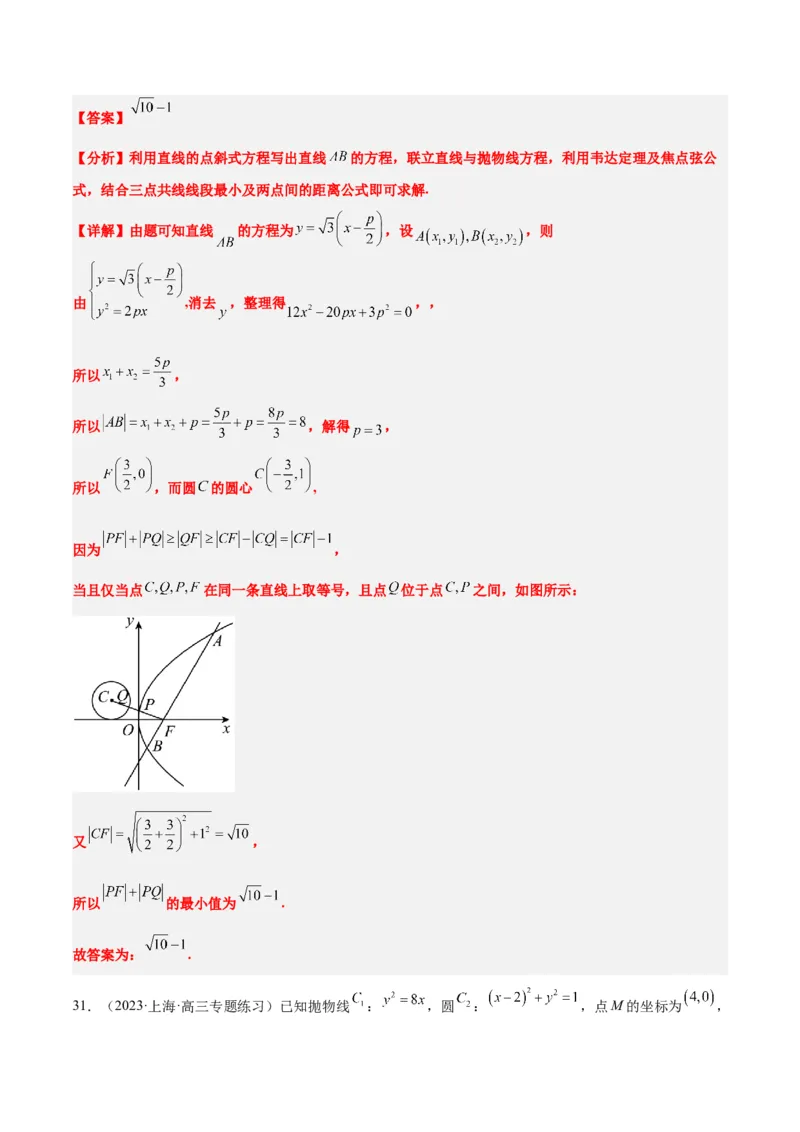 第45讲抛物线及其性质（精讲）一轮复习讲义2024年高考数学高频考点题型归纳与方法总结（新高考通用）解析版_2024年新高考资料_1.2024一轮复习