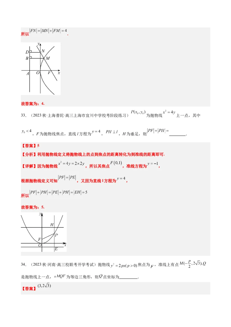 第45讲抛物线及其性质（精讲）一轮复习讲义2024年高考数学高频考点题型归纳与方法总结（新高考通用）解析版_2024年新高考资料_1.2024一轮复习