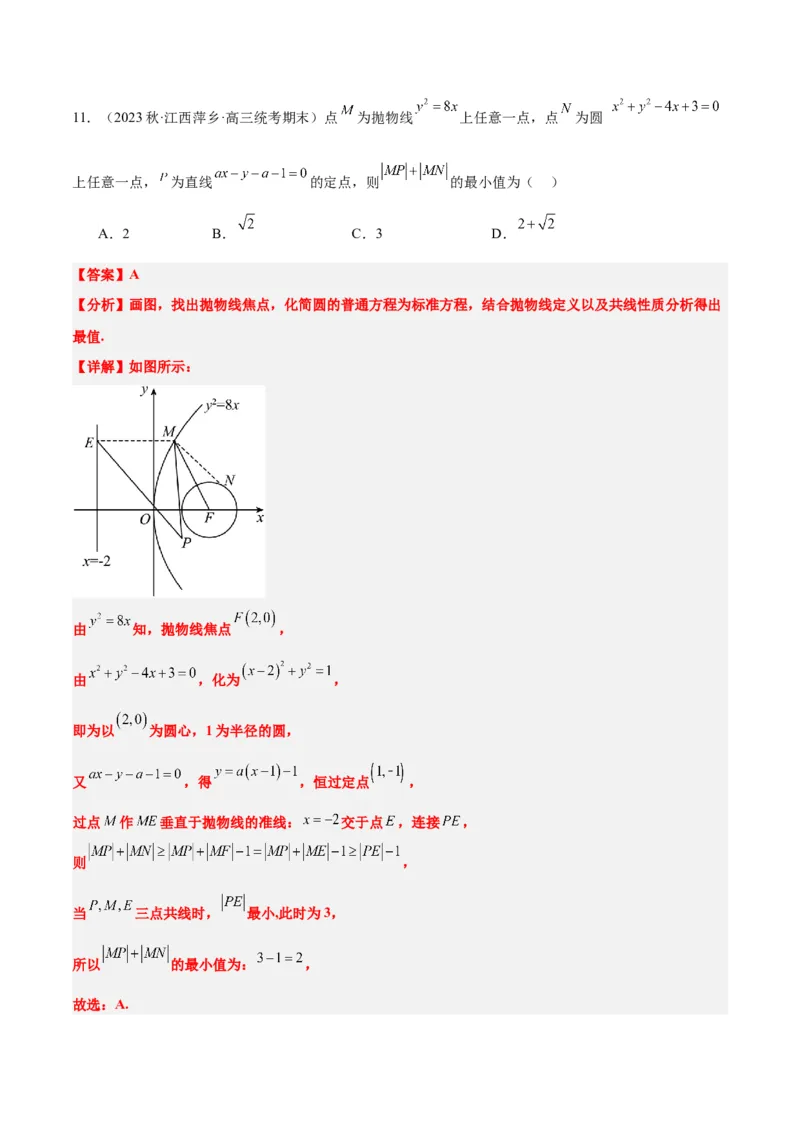 第45讲抛物线及其性质（精讲）一轮复习讲义2024年高考数学高频考点题型归纳与方法总结（新高考通用）解析版_2024年新高考资料_1.2024一轮复习
