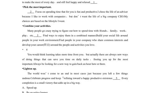 作业20　生活实用指南类说明文淘宝店：红太阳资料库_03高考英语_2025年新高考资料_二轮复习_2025年高考英语大二轮_教师用书Word版文档_专题强化练_七选五阅读