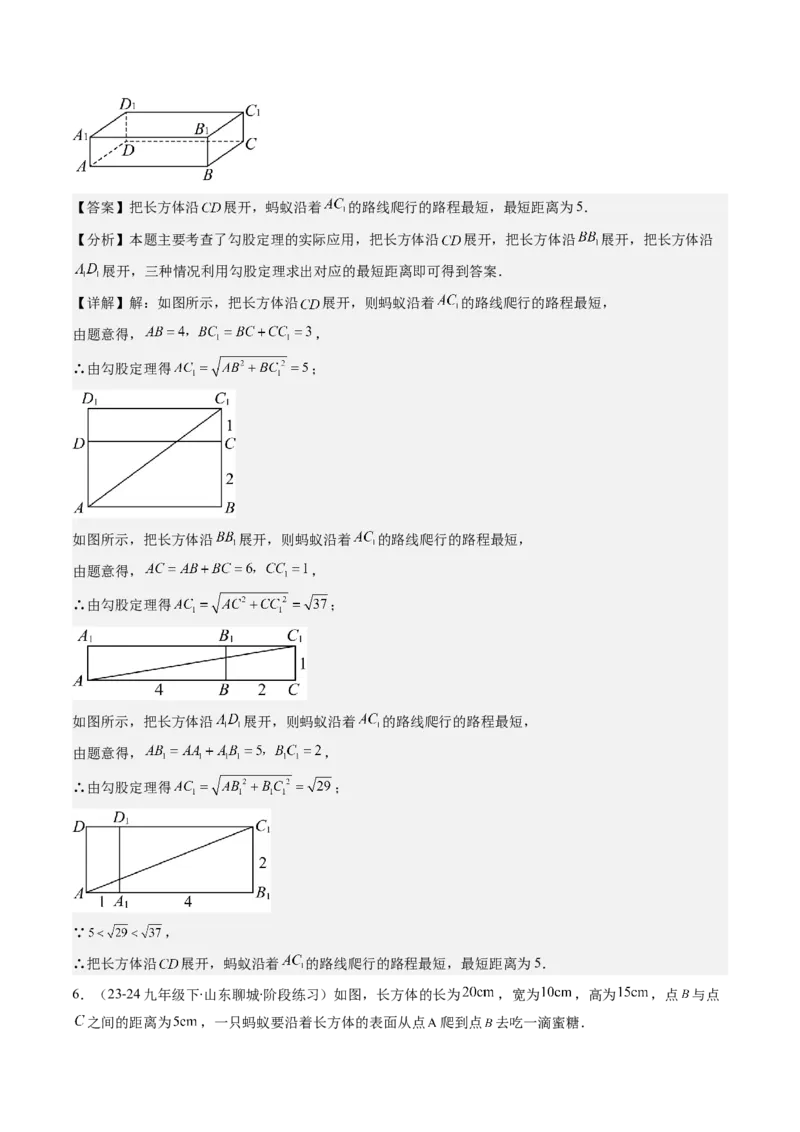 第04讲解题技巧专题：利用勾股定理求最短路径问题(4类热点题型讲练)（解析版）_北师大初中数学_8上-北师大版初中数学_旧版_05习题试卷