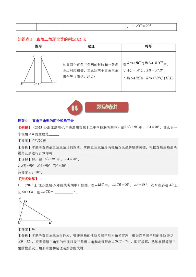 第一章第03讲直角三角形(7类热点题型讲练)（解析版）_北师大初中数学_8下-北师大版初中数学_旧版-可参考_05习题试卷_帮课堂2023-2024学年八年级数学下册同步学与练（北师大版）